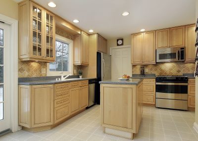Kitchen with oak cabinetry