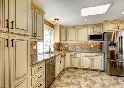 Luxury kitchen interior in light beige color